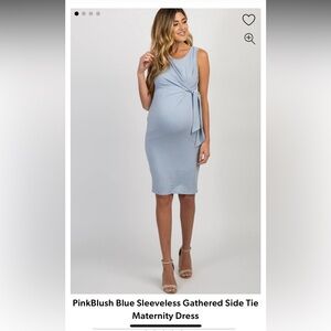 PinkBlush Blue Sleeveless Maternity Dress